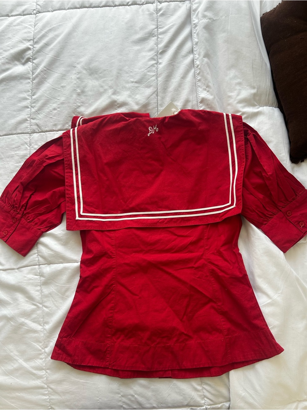 Damson Madder Red Sailor-Collar Button-Front Women's Top - Picture 3 of 3